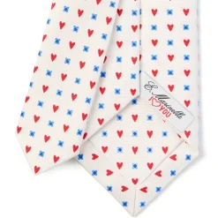 E.Marinella CRAVATTE|Cravatte In Seta Stampata|CRAVATTA SARTORIALE CLASSICA IN SETA BIANCA Collezione san valentino