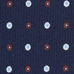 E.Marinella CRAVATTE|Cravatte In Seta Stampata|CRAVATTA SARTORIALE CLASSICA IN SETA BLU SCURO Microfantasia fiore