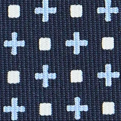 E.Marinella CRAVATTE|Cravatte In Seta Stampata|CRAVATTA SARTORIALE CLASSICA IN SETA BLU SCURO Microfantasia fiore