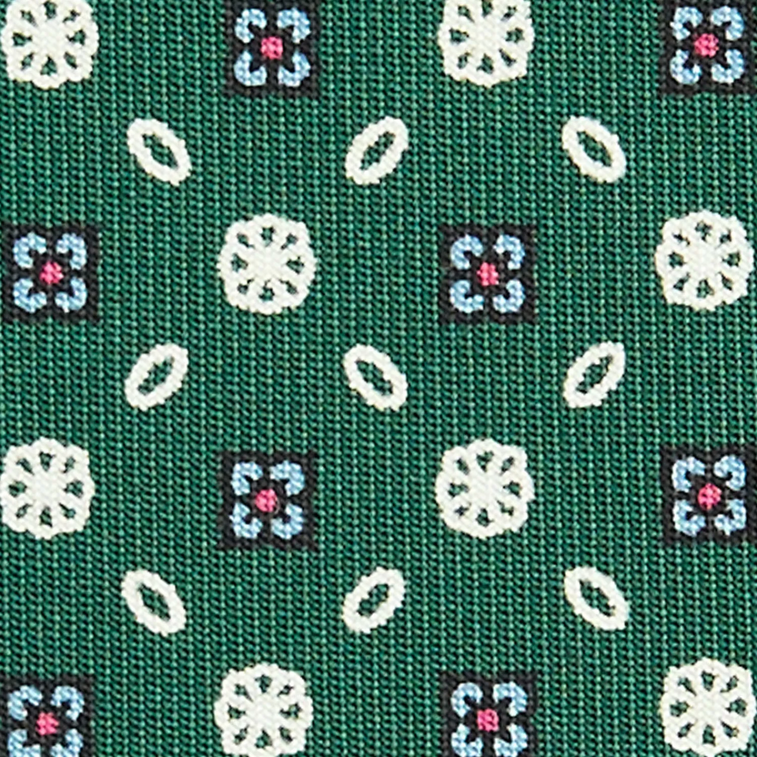 E.Marinella CRAVATTE|Cravatte In Seta Stampata|CRAVATTA SARTORIALE CLASSICA IN SETA VERDE SCURO Microfantasia fiore