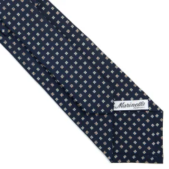 E.Marinella CRAVATTE|Cravatte In Seta Stampata|CRAVATTA SARTORIALE CLASSICA IN SETA BLU SCURO Microfantasia fiore