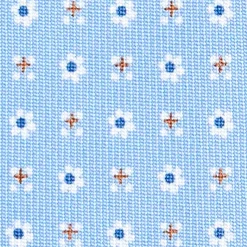 E.Marinella CRAVATTE|Cravatte In Seta Stampata|CRAVATTA SARTORIALE CLASSICA IN SETA AZZURRA Microfantasia fiore