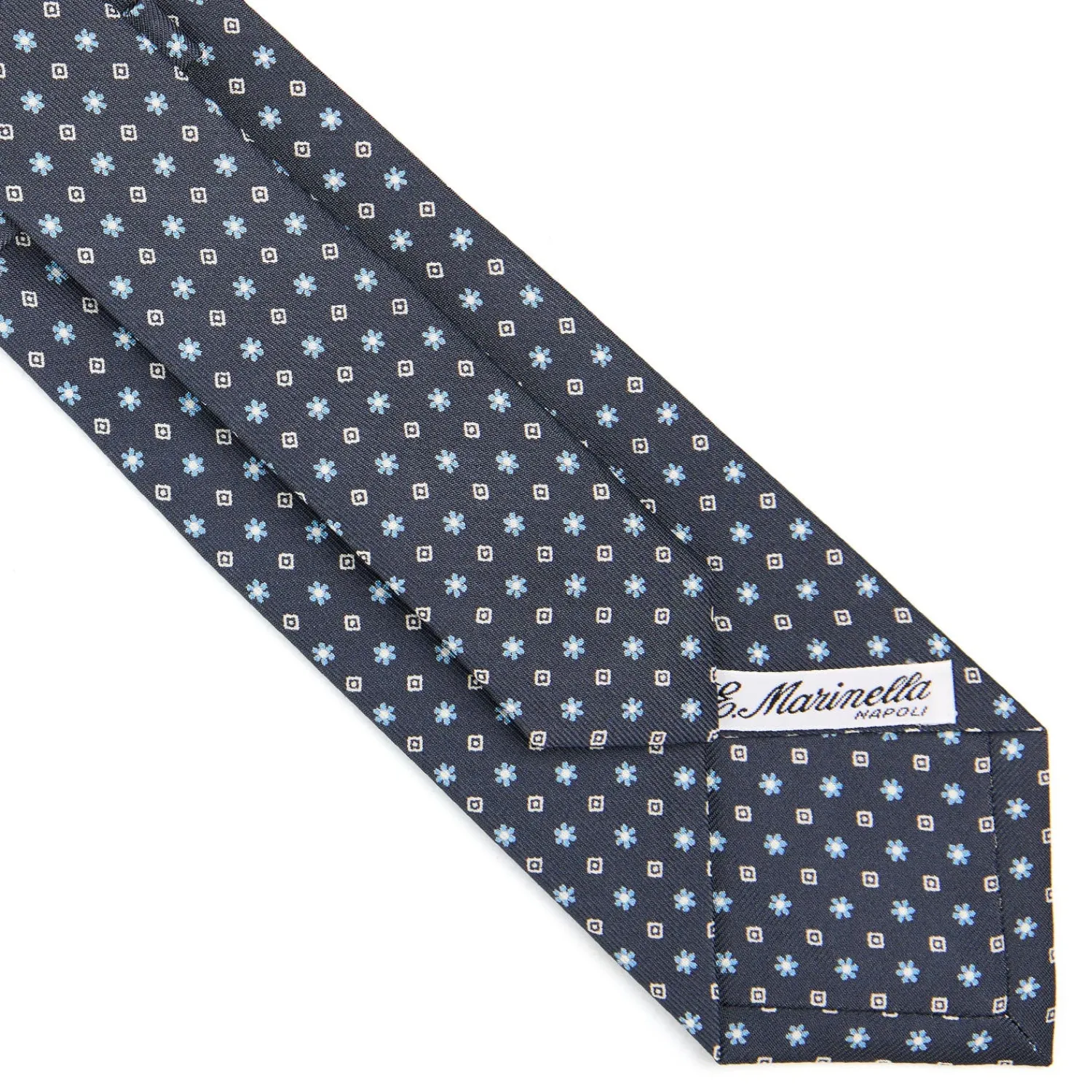 E.Marinella CRAVATTE|Cravatte In Seta Stampata|CRAVATTA SARTORIALE CLASSICA IN SETA GRIGIO SCURO Microfantasia fiore
