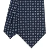 E.Marinella CRAVATTE|Cravatte In Seta Stampata|CRAVATTA SARTORIALE CLASSICA IN SETA BLU SCURO Microfantasia fiore