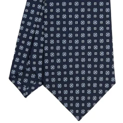 E.Marinella CRAVATTE|Cravatte In Seta Stampata|CRAVATTA SARTORIALE CLASSICA IN SETA BLU SCURO Microfantasia fiore
