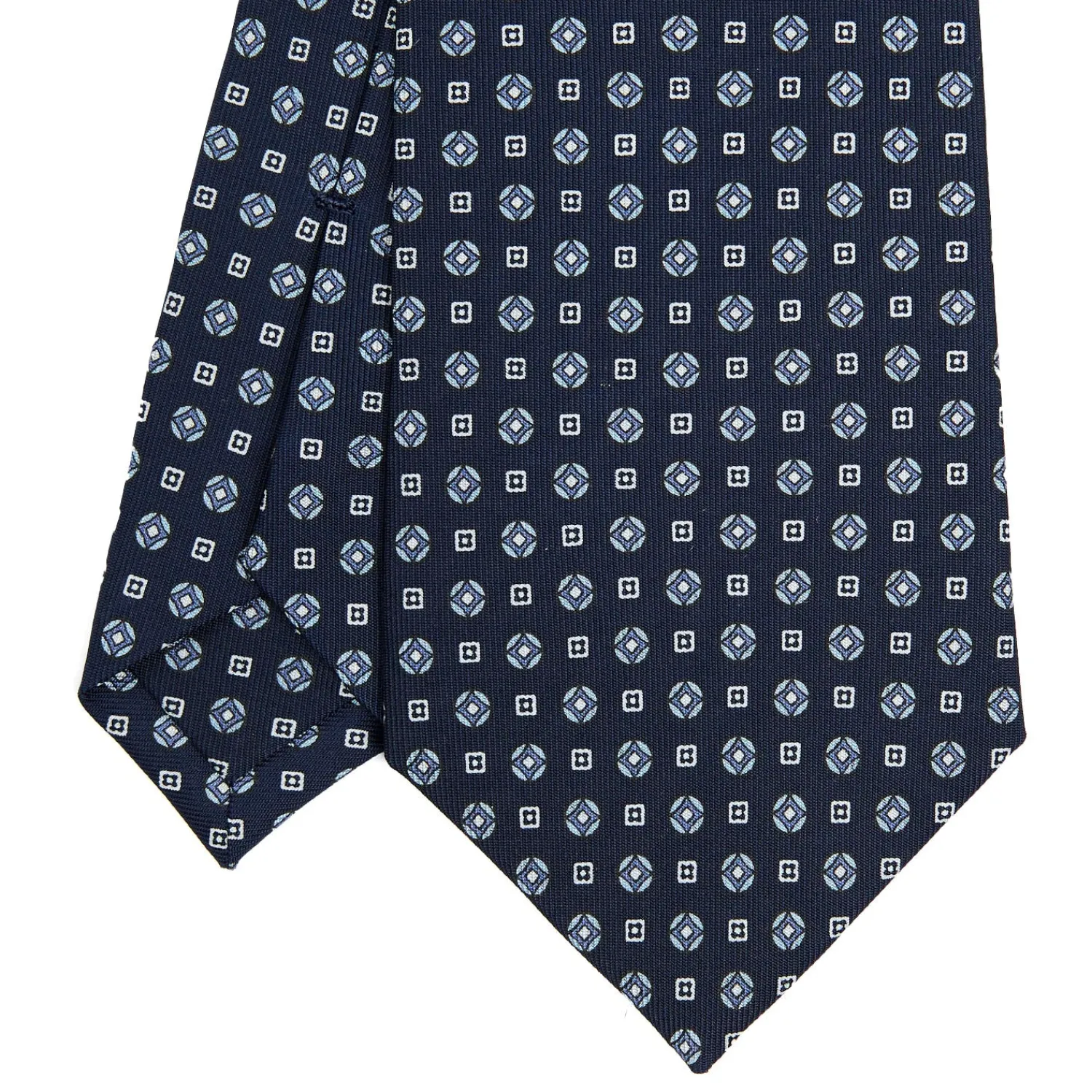 E.Marinella CRAVATTE|Cravatte In Seta Stampata|CRAVATTA SARTORIALE CLASSICA IN SETA BLU SCURO Microfantasia fiore