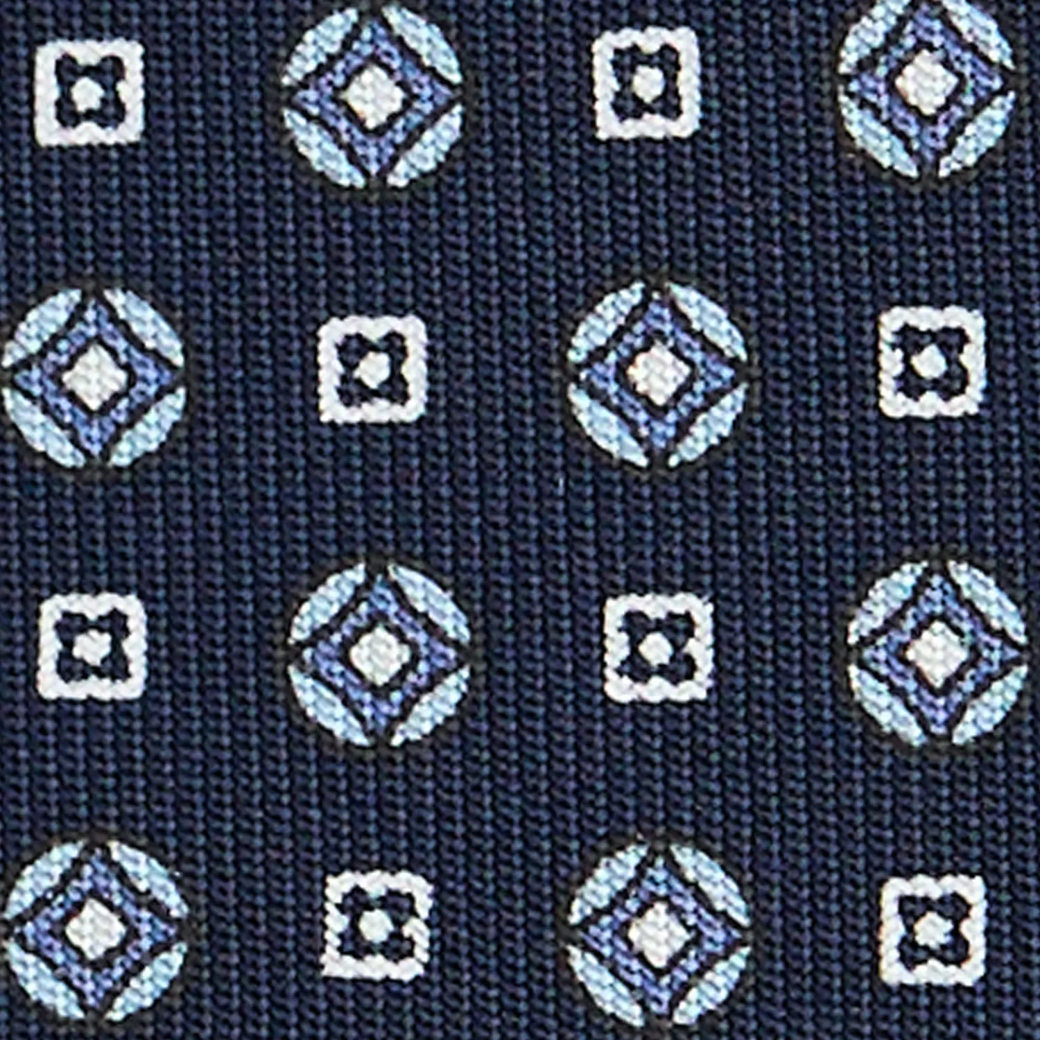 E.Marinella CRAVATTE|Cravatte In Seta Stampata|CRAVATTA SARTORIALE CLASSICA IN SETA BLU SCURO Microfantasia fiore