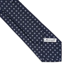 E.Marinella CRAVATTE|Cravatte In Seta Stampata|CRAVATTA SARTORIALE CLASSICA IN SETA BLU SCURO Microfantasia fiore