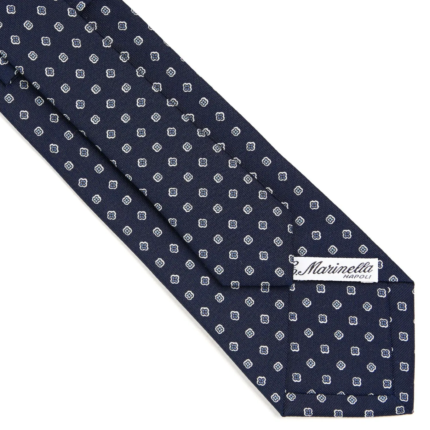 E.Marinella CRAVATTE|Cravatte In Seta Stampata|CRAVATTA SARTORIALE CLASSICA IN SETA BLU SCURO Microfantasia fiore