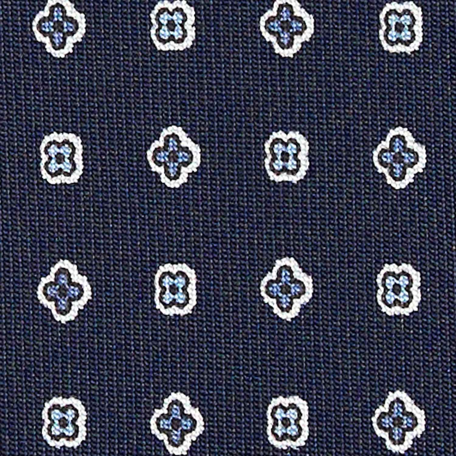 E.Marinella CRAVATTE|Cravatte In Seta Stampata|CRAVATTA SARTORIALE CLASSICA IN SETA BLU SCURO Microfantasia fiore