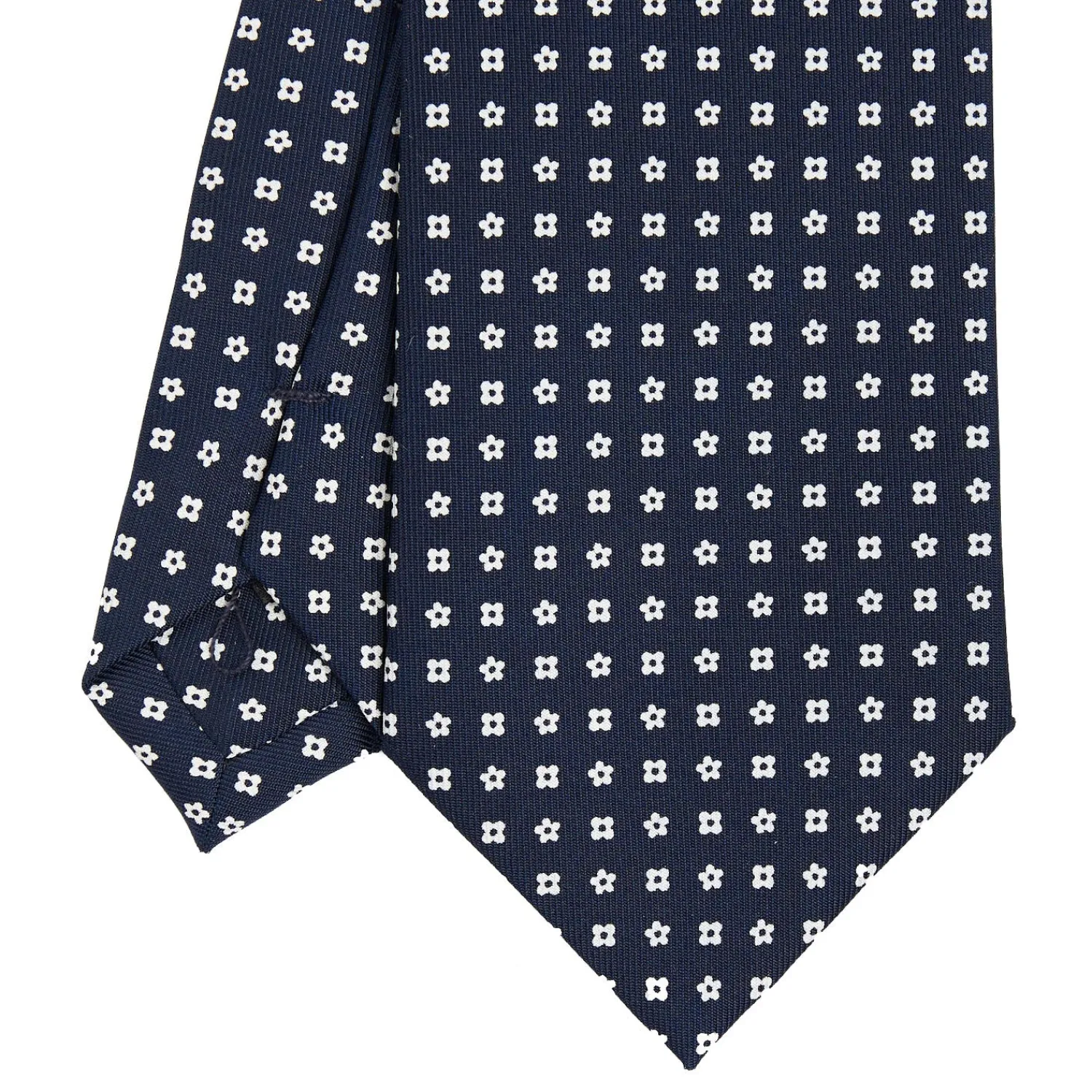 E.Marinella CRAVATTE|Cravatte In Seta Stampata|CRAVATTA SARTORIALE CLASSICA IN SETA BLU SCURO Microfantasia fiore