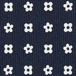 E.Marinella CRAVATTE|Cravatte In Seta Stampata|CRAVATTA SARTORIALE CLASSICA IN SETA BLU SCURO Microfantasia fiore