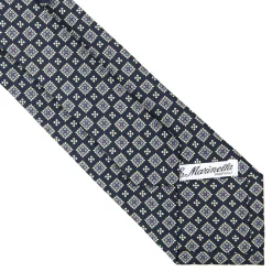E.Marinella CRAVATTE|Cravatte In Seta Stampata|CRAVATTA SARTORIALE CLASSICA IN SETA BLU SCURO Microfantasia fiore