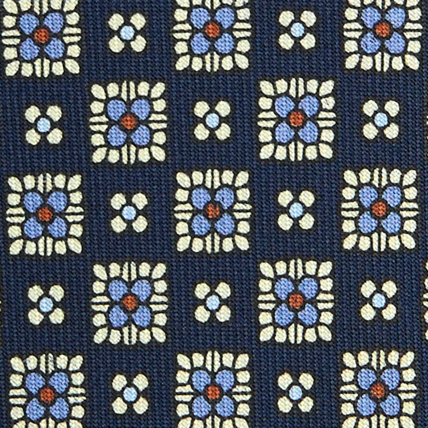 E.Marinella CRAVATTE|Cravatte In Seta Stampata|CRAVATTA SARTORIALE CLASSICA IN SETA BLU SCURO Microfantasia fiore