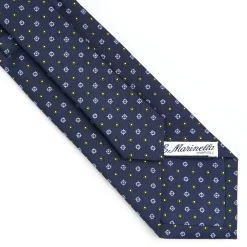 E.Marinella CRAVATTE|CRAVATTA SARTORIALE CLASSICA IN SETA BLU SCURO Microfantasia fiore