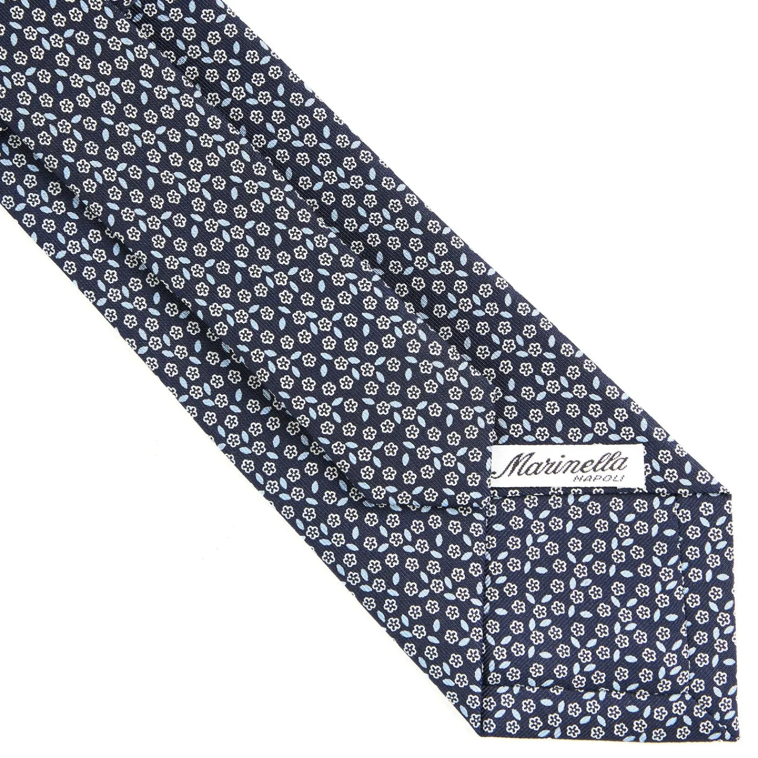 E.Marinella CRAVATTE|Cravatte In Seta Stampata|CRAVATTA SARTORIALE CLASSICA IN SETA BLU SCURO Microfantasia fiore