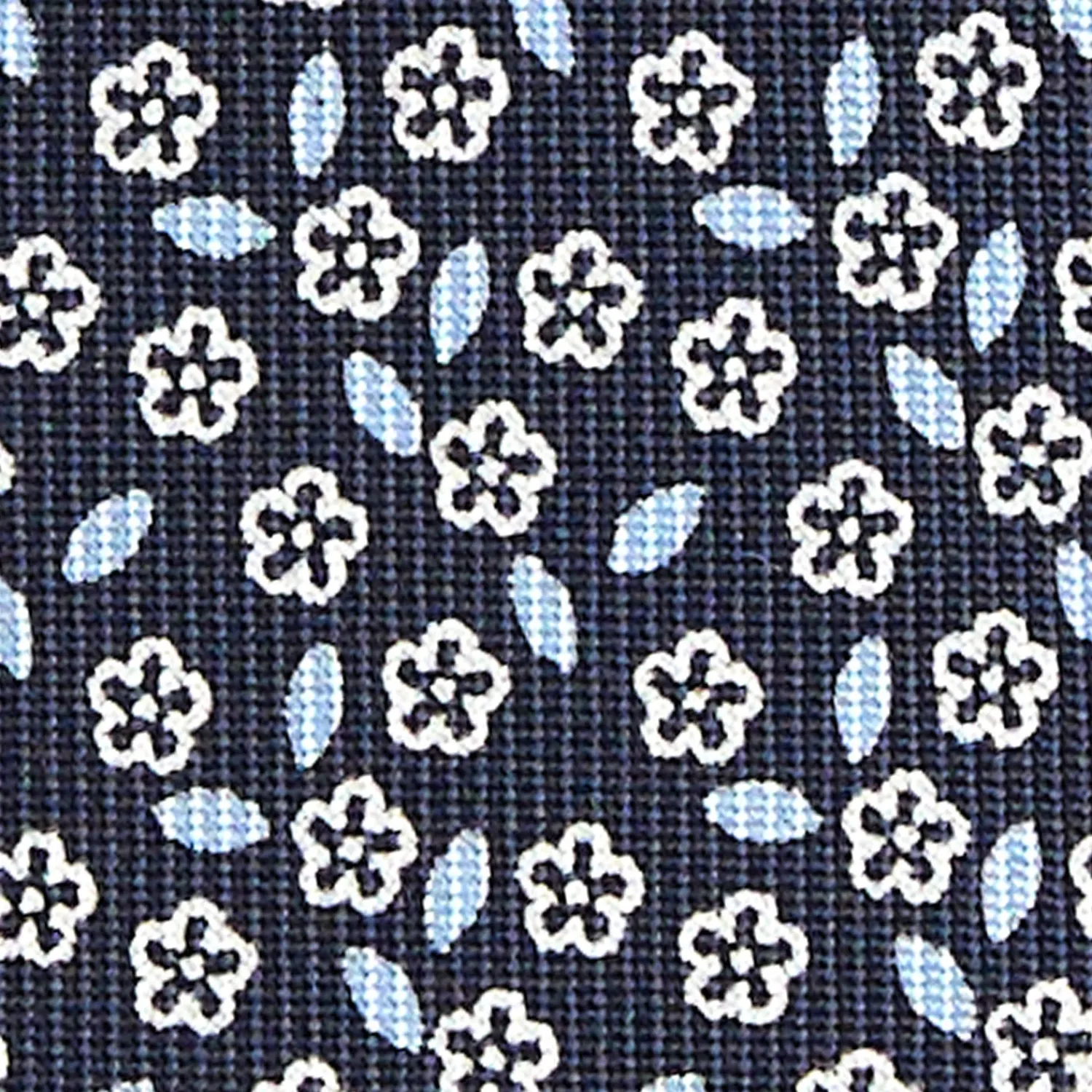 E.Marinella CRAVATTE|Cravatte In Seta Stampata|CRAVATTA SARTORIALE CLASSICA IN SETA BLU SCURO Microfantasia fiore