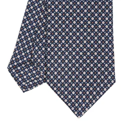 E.Marinella CRAVATTE|Cravatte In Seta Stampata|CRAVATTA SARTORIALE CLASSICA IN SETA BLU SCURO Microfantasia