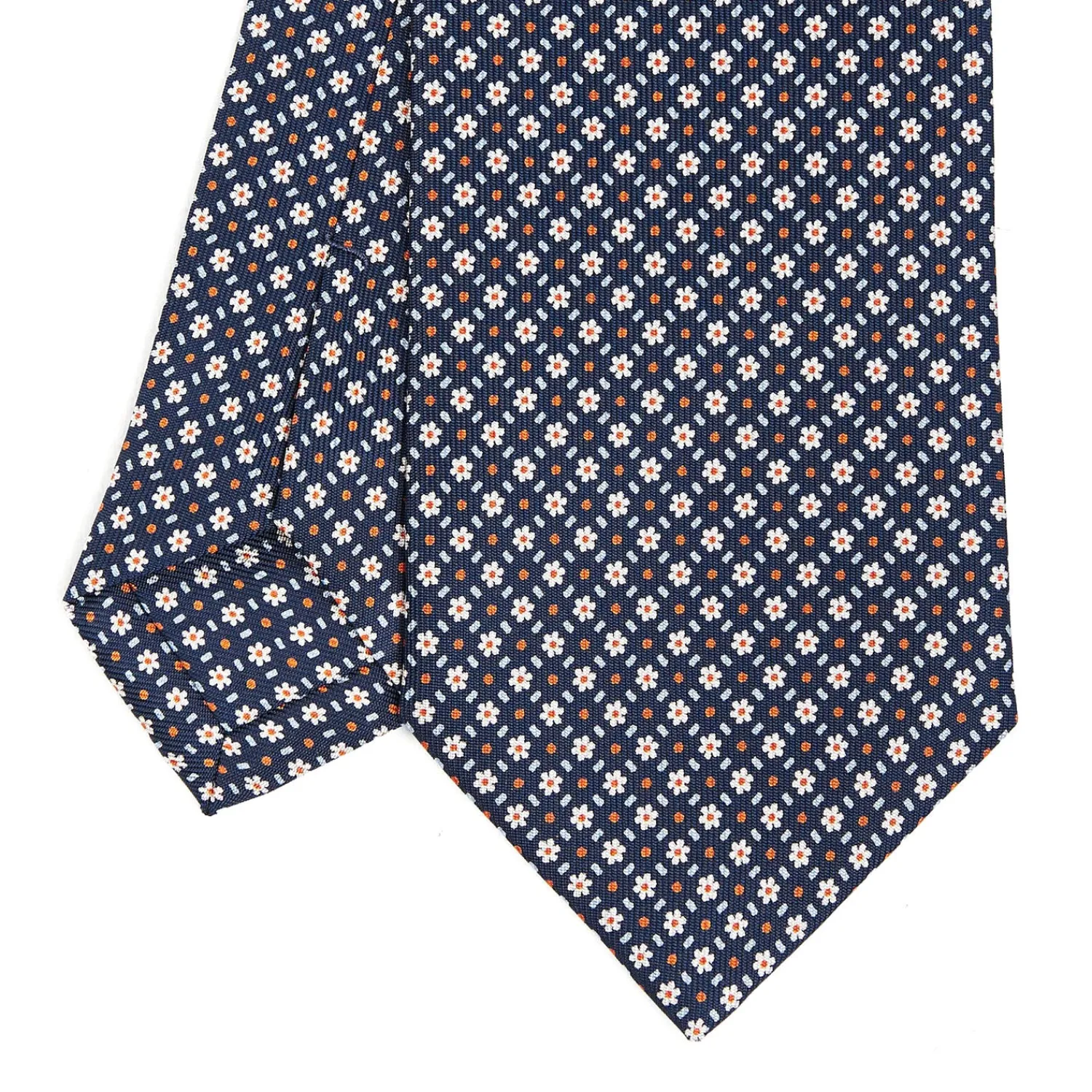 E.Marinella CRAVATTE|Cravatte In Seta Stampata|CRAVATTA SARTORIALE CLASSICA IN SETA BLU SCURO Microfantasia