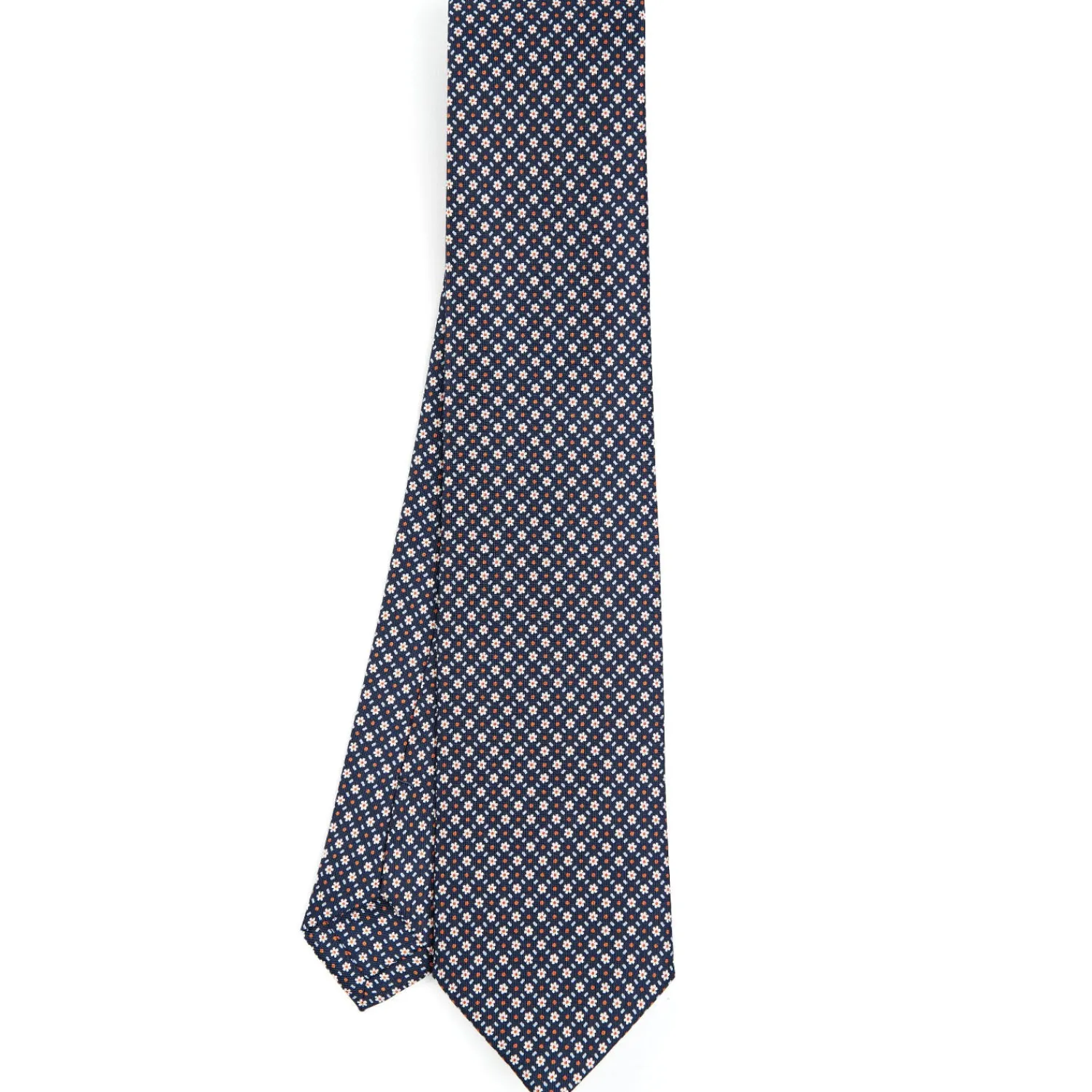 E.Marinella CRAVATTE|Cravatte In Seta Stampata|CRAVATTA SARTORIALE CLASSICA IN SETA BLU SCURO Microfantasia