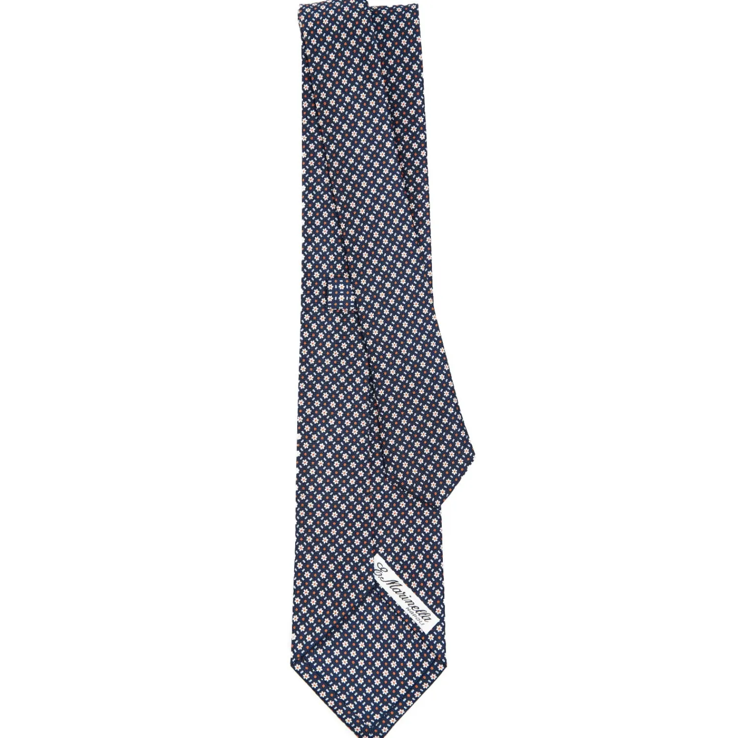 E.Marinella CRAVATTE|Cravatte In Seta Stampata|CRAVATTA SARTORIALE CLASSICA IN SETA BLU SCURO Microfantasia