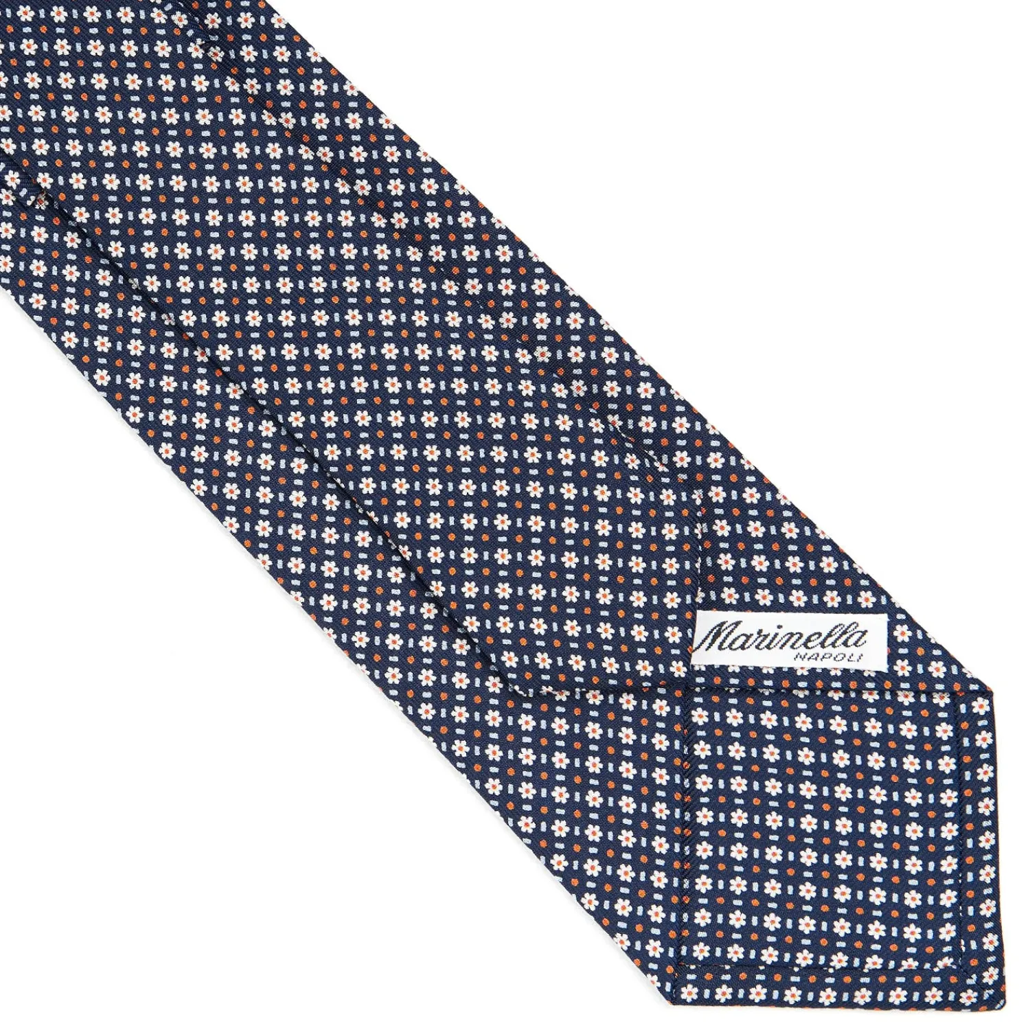 E.Marinella CRAVATTE|Cravatte In Seta Stampata|CRAVATTA SARTORIALE CLASSICA IN SETA BLU SCURO Microfantasia