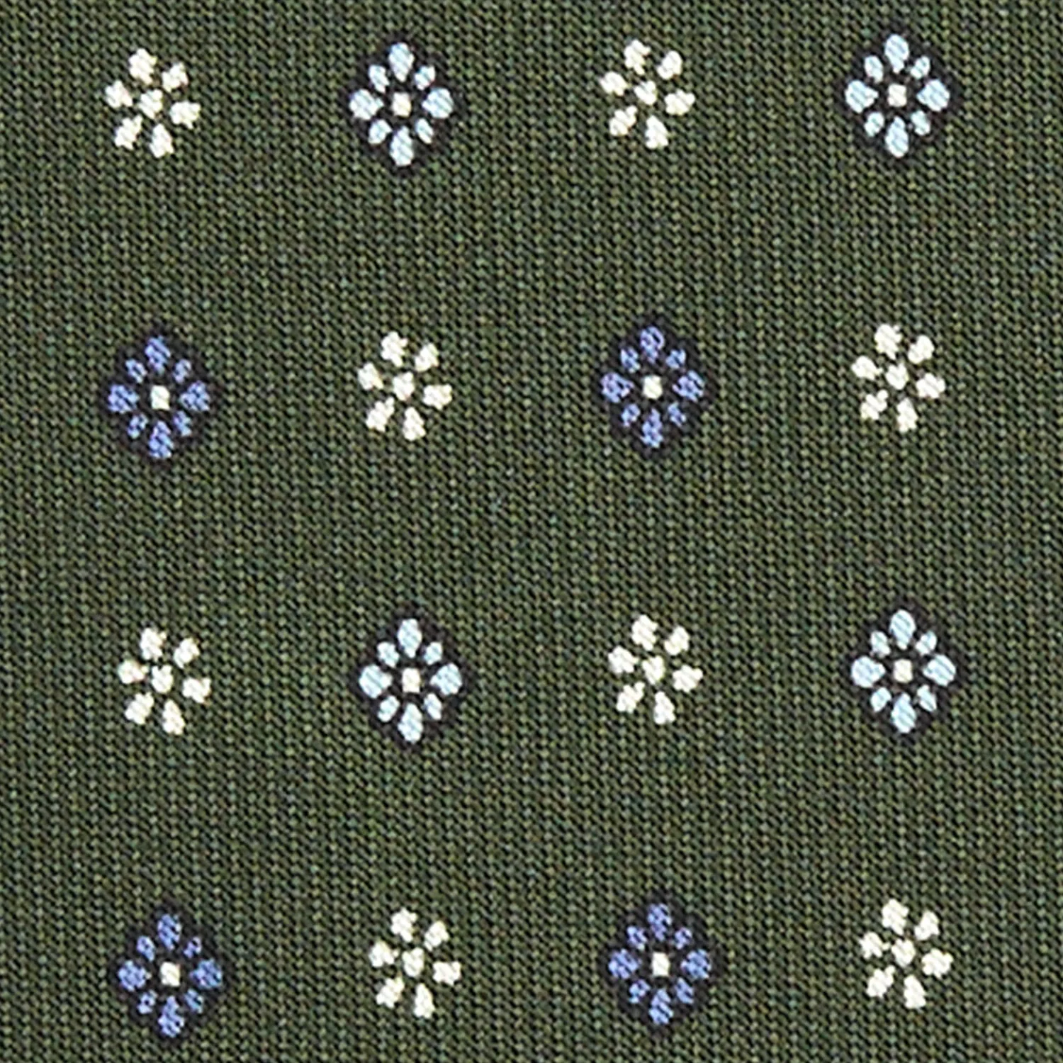 E.Marinella CRAVATTE|Cravatte In Seta Stampata|CRAVATTA SARTORIALE CLASSICA IN SETA VERDE OLIVA Microfantasia fiore