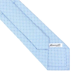 E.Marinella CRAVATTE|Cravatte In Seta Stampata|CRAVATTA SARTORIALE CLASSICA IN SETA AZZURRA Microfantasia fiore