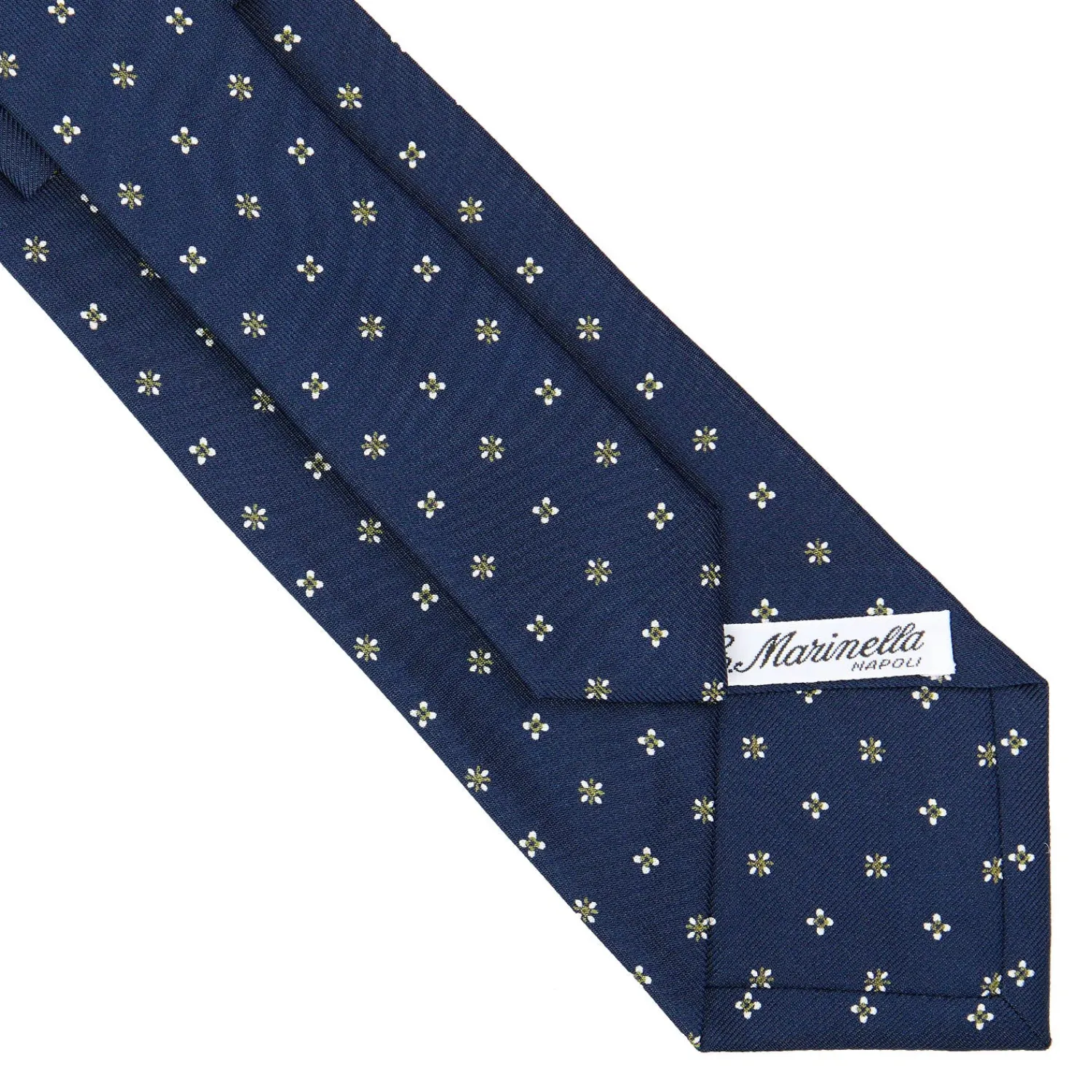 E.Marinella CRAVATTE|Cravatte In Seta Stampata|CRAVATTA SARTORIALE CLASSICA IN SETA BLU SCURO Microfantasia fiore