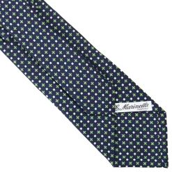 E.Marinella CRAVATTE|Cravatte In Seta Stampata|CRAVATTA SARTORIALE CLASSICA IN SETA BLU SCURO Microfantasia fiore