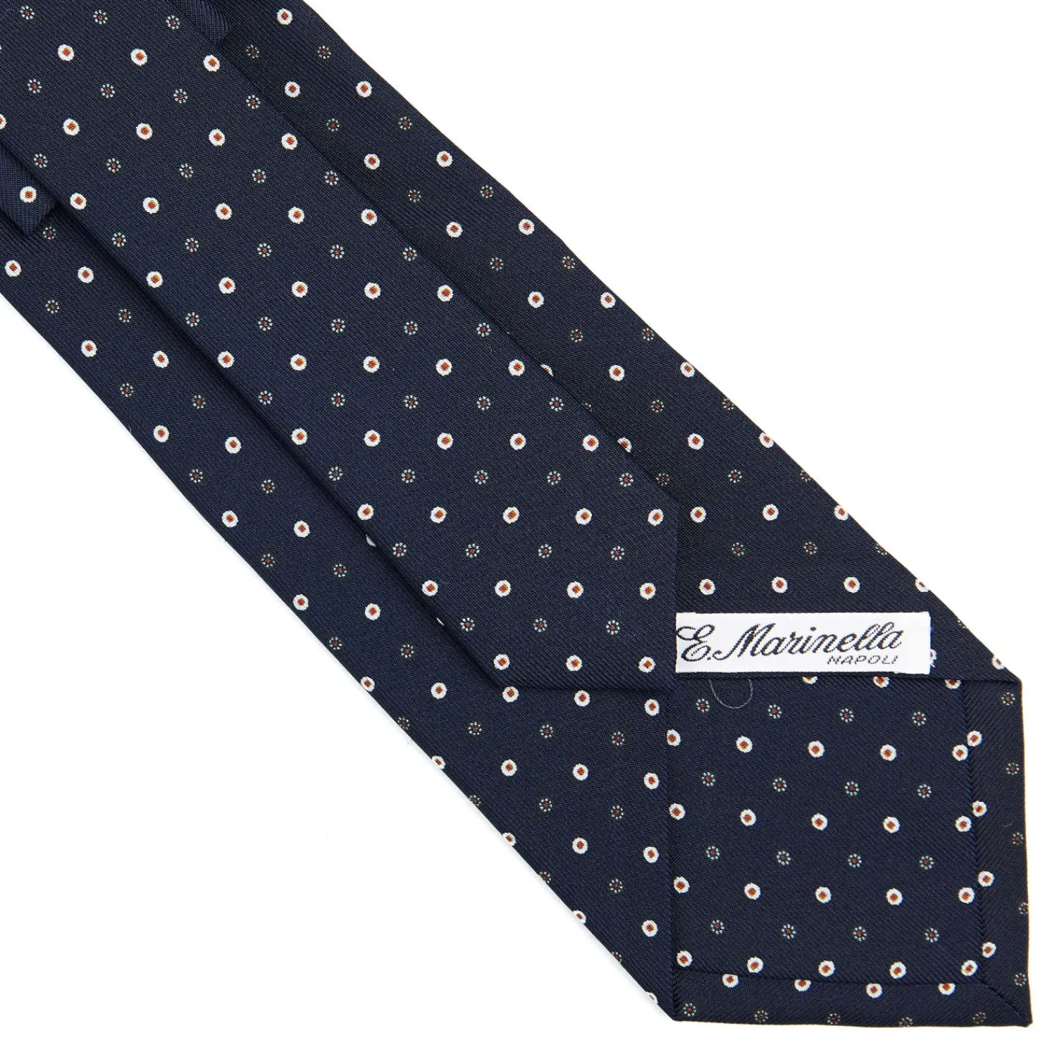 E.Marinella CRAVATTE|Cravatte In Seta Stampata|CRAVATTA SARTORIALE CLASSICA IN SETA BLU SCURO Microfantasia fiore
