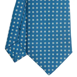 E.Marinella CRAVATTE|Cravatte In Seta Stampata|CRAVATTA SARTORIALE CLASSICA IN SETA BLU MEDIO Microfantasia fiore