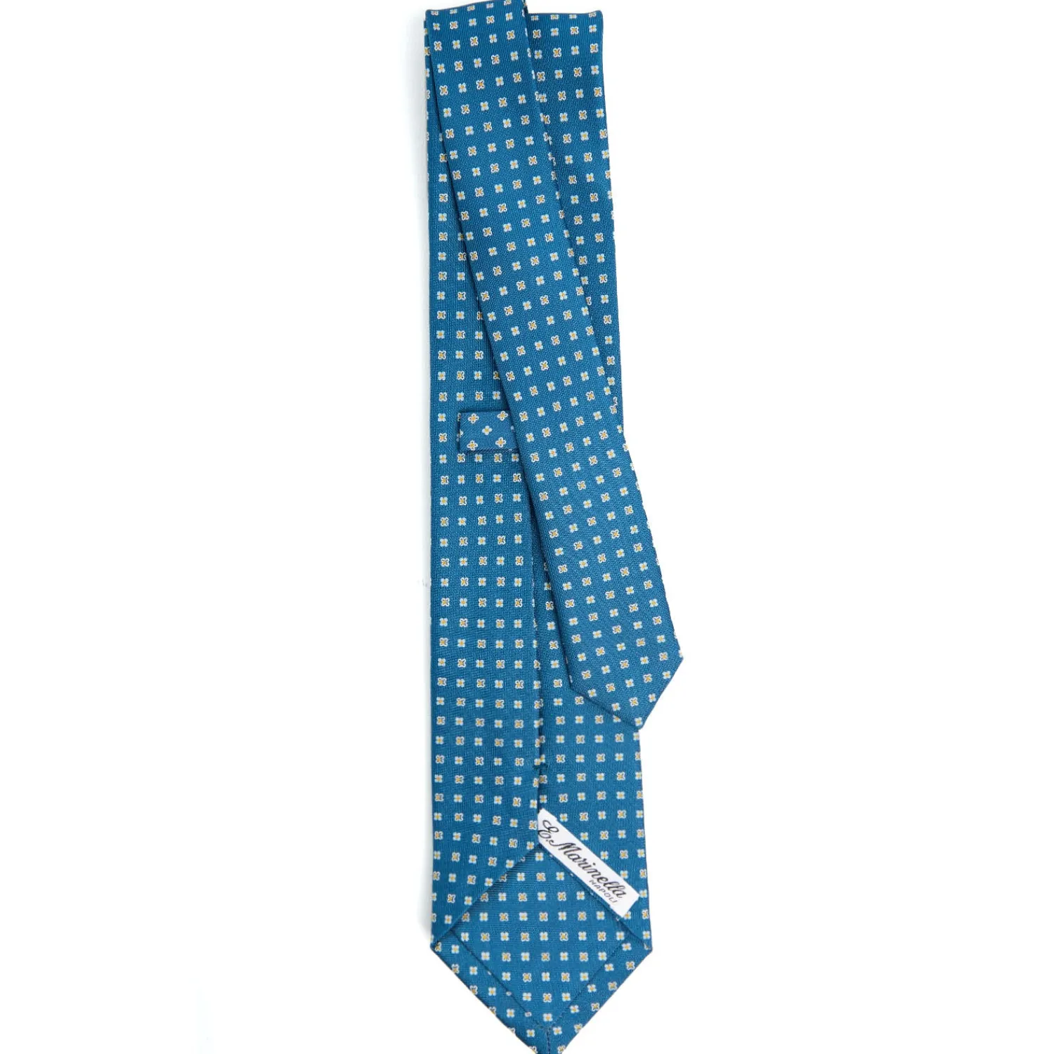 E.Marinella CRAVATTE|Cravatte In Seta Stampata|CRAVATTA SARTORIALE CLASSICA IN SETA BLU MEDIO Microfantasia fiore