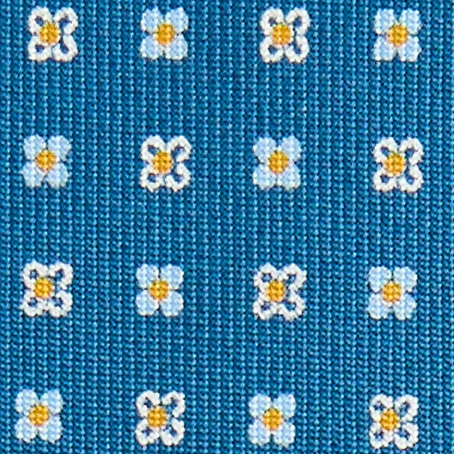 E.Marinella CRAVATTE|Cravatte In Seta Stampata|CRAVATTA SARTORIALE CLASSICA IN SETA BLU MEDIO Microfantasia fiore