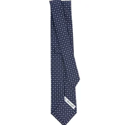 E.Marinella CRAVATTE|Cravatte In Seta Stampata|CRAVATTA SARTORIALE CLASSICA IN SETA BLU SCURO Microfantasia fiore