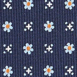 E.Marinella CRAVATTE|Cravatte In Seta Stampata|CRAVATTA SARTORIALE CLASSICA IN SETA BLU SCURO Microfantasia fiore