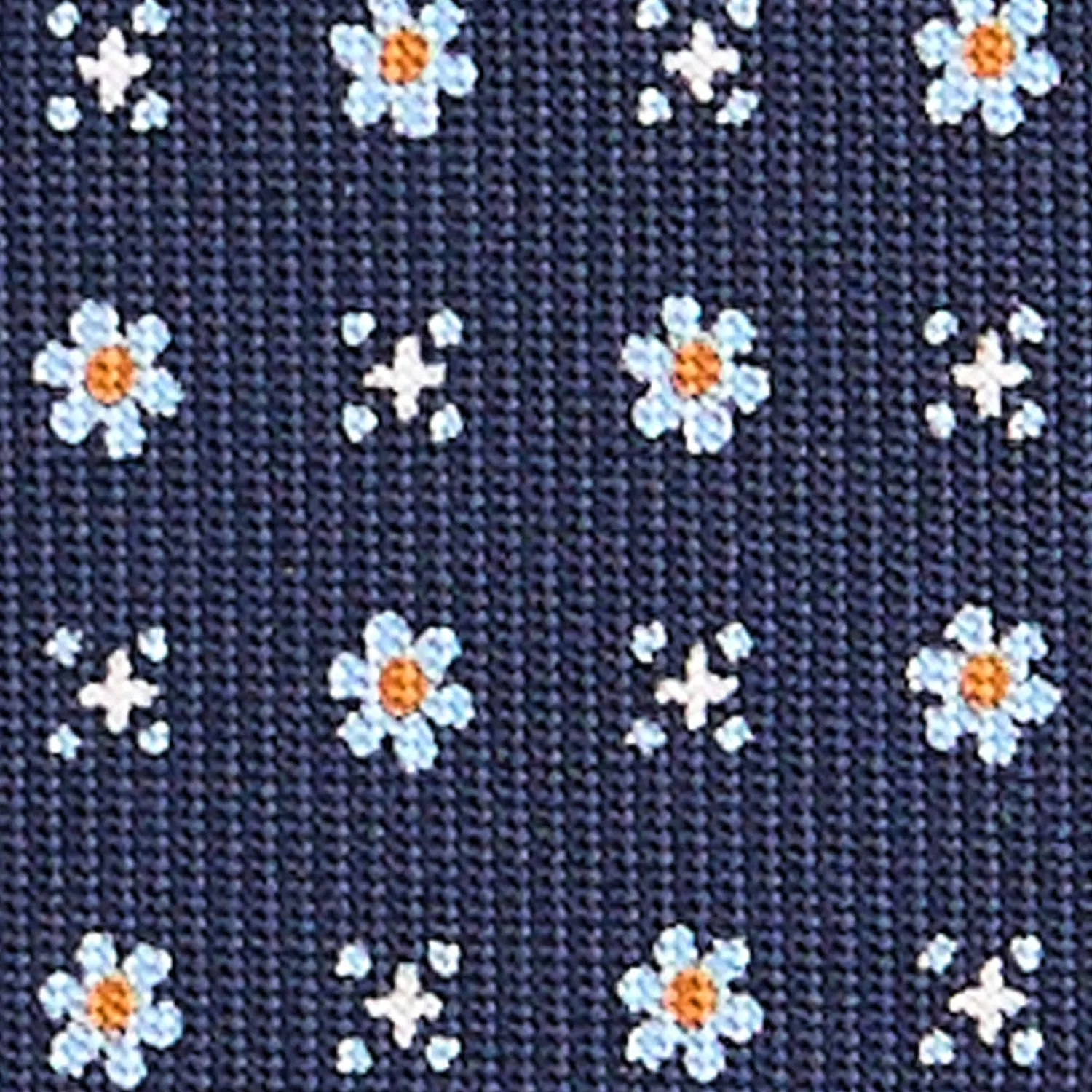 E.Marinella CRAVATTE|Cravatte In Seta Stampata|CRAVATTA SARTORIALE CLASSICA IN SETA BLU SCURO Microfantasia fiore