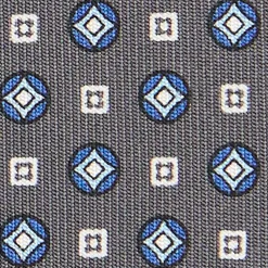 E.Marinella CRAVATTE|Cravatte In Seta Stampata|CRAVATTA SARTORIALE CLASSICA IN SETA GRIGIO SCURO Microfantasia fiore