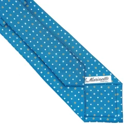 E.Marinella CRAVATTE|Cravatte In Seta Stampata|CRAVATTA SARTORIALE CLASSICA IN SETA BLU MEDIO Microfantasia fiore