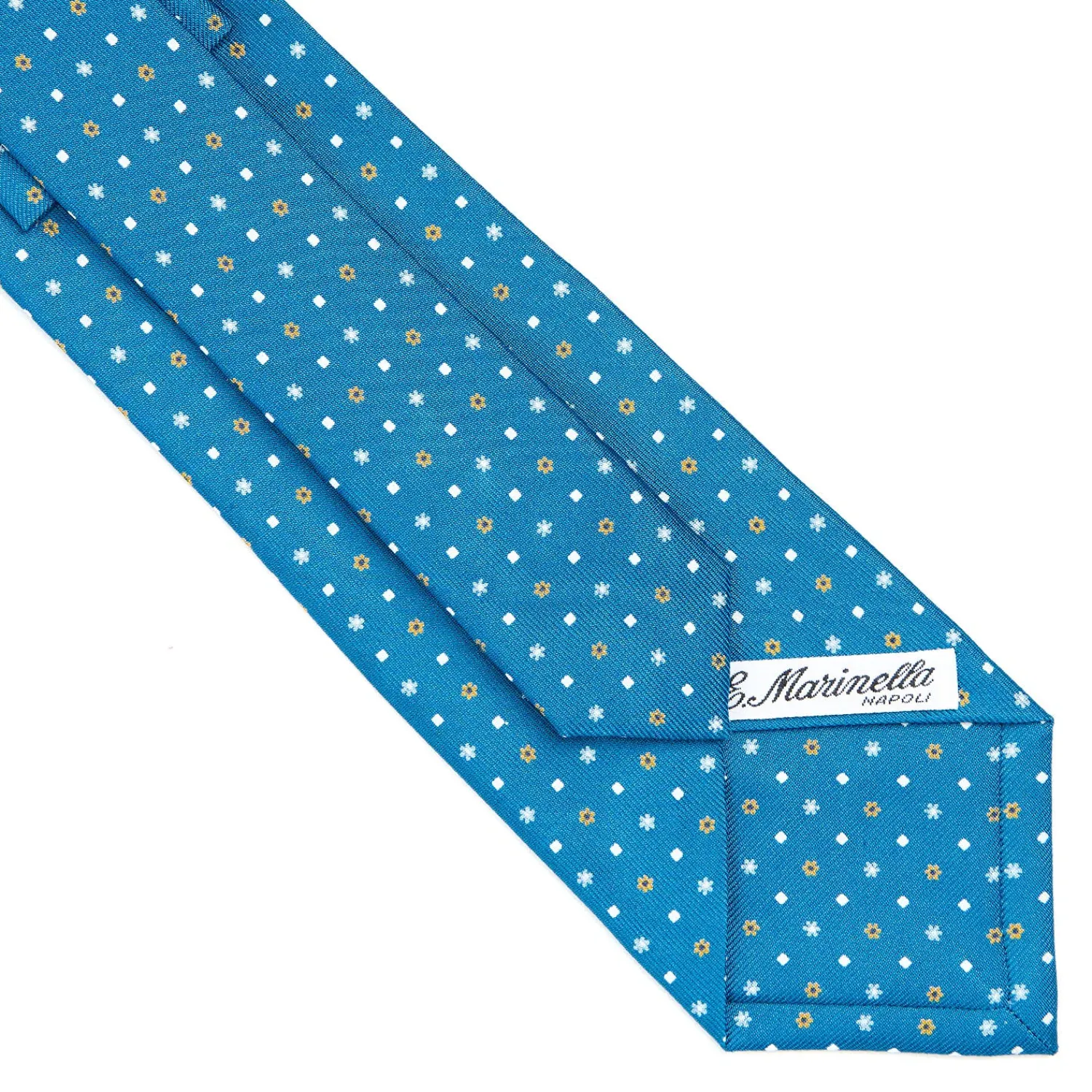 E.Marinella CRAVATTE|Cravatte In Seta Stampata|CRAVATTA SARTORIALE CLASSICA IN SETA BLU MEDIO Microfantasia fiore