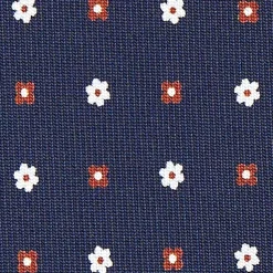 E.Marinella CRAVATTE|Cravatte In Seta Stampata|CRAVATTA SARTORIALE CLASSICA IN SETA BLU SCURO Microfantasia fiore