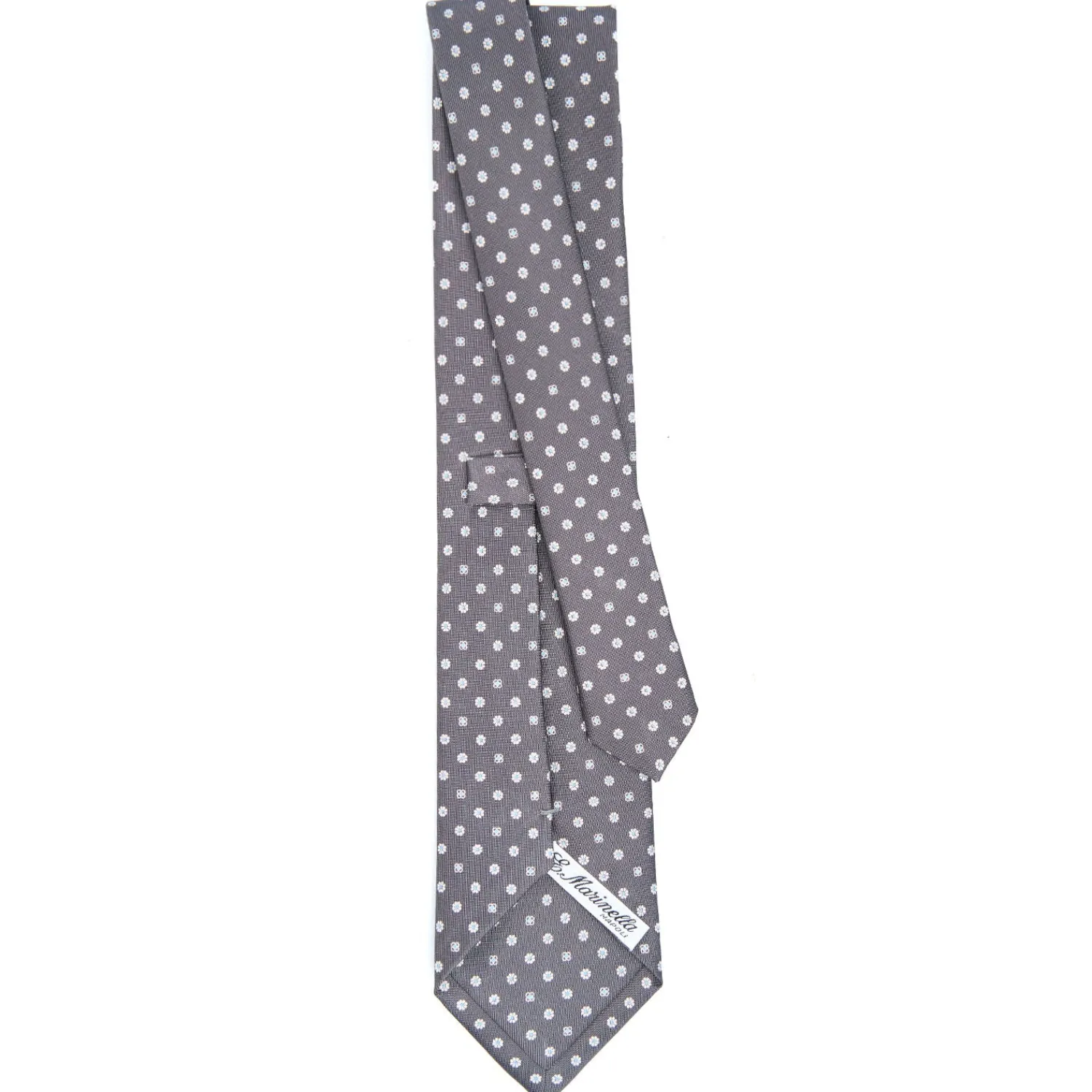 E.Marinella CRAVATTE|Cravatte In Seta Stampata|CRAVATTA SARTORIALE CLASSICA IN SETA GRIGIO SCURO Microfantasia fiore