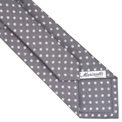 E.Marinella CRAVATTE|Cravatte In Seta Stampata|CRAVATTA SARTORIALE CLASSICA IN SETA GRIGIO SCURO Microfantasia fiore