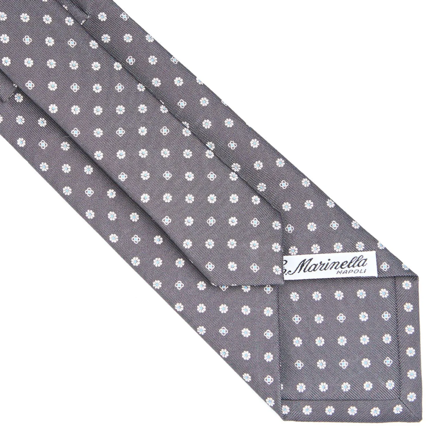 E.Marinella CRAVATTE|Cravatte In Seta Stampata|CRAVATTA SARTORIALE CLASSICA IN SETA GRIGIO SCURO Microfantasia fiore