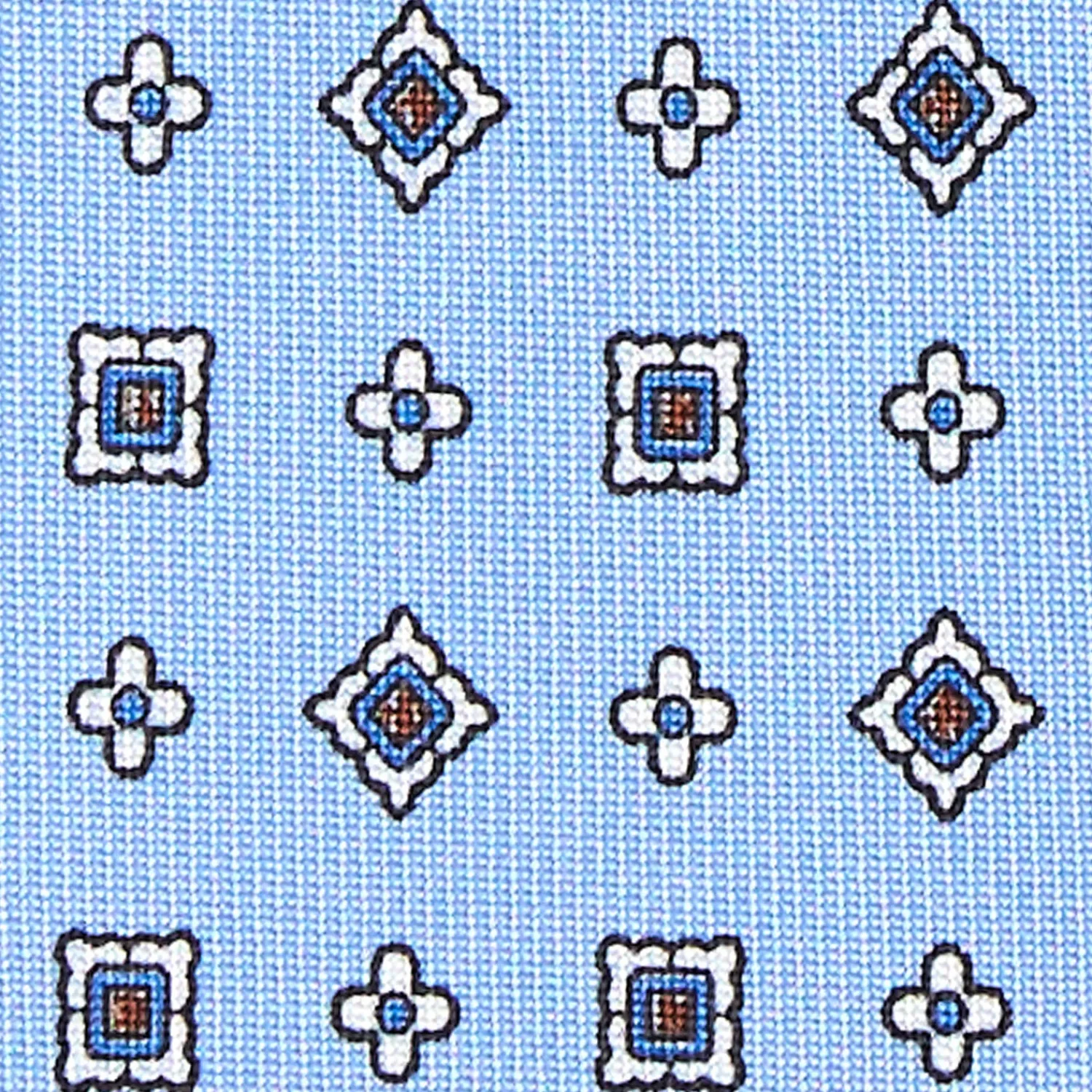 E.Marinella CRAVATTE|Cravatte In Seta Stampata|CRAVATTA SARTORIALE CLASSICA IN SETA AZZURRA Microfantasia fiore