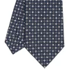 E.Marinella CRAVATTE|Cravatte In Seta Stampata|CRAVATTA SARTORIALE CLASSICA IN SETA BLU SCURO Microfantasia fiore