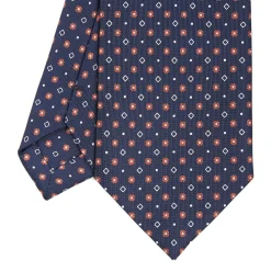E.Marinella CRAVATTE|Cravatte In Seta Stampata|CRAVATTA SARTORIALE CLASSICA IN SETA BLU SCURO Microfantasia fiore
