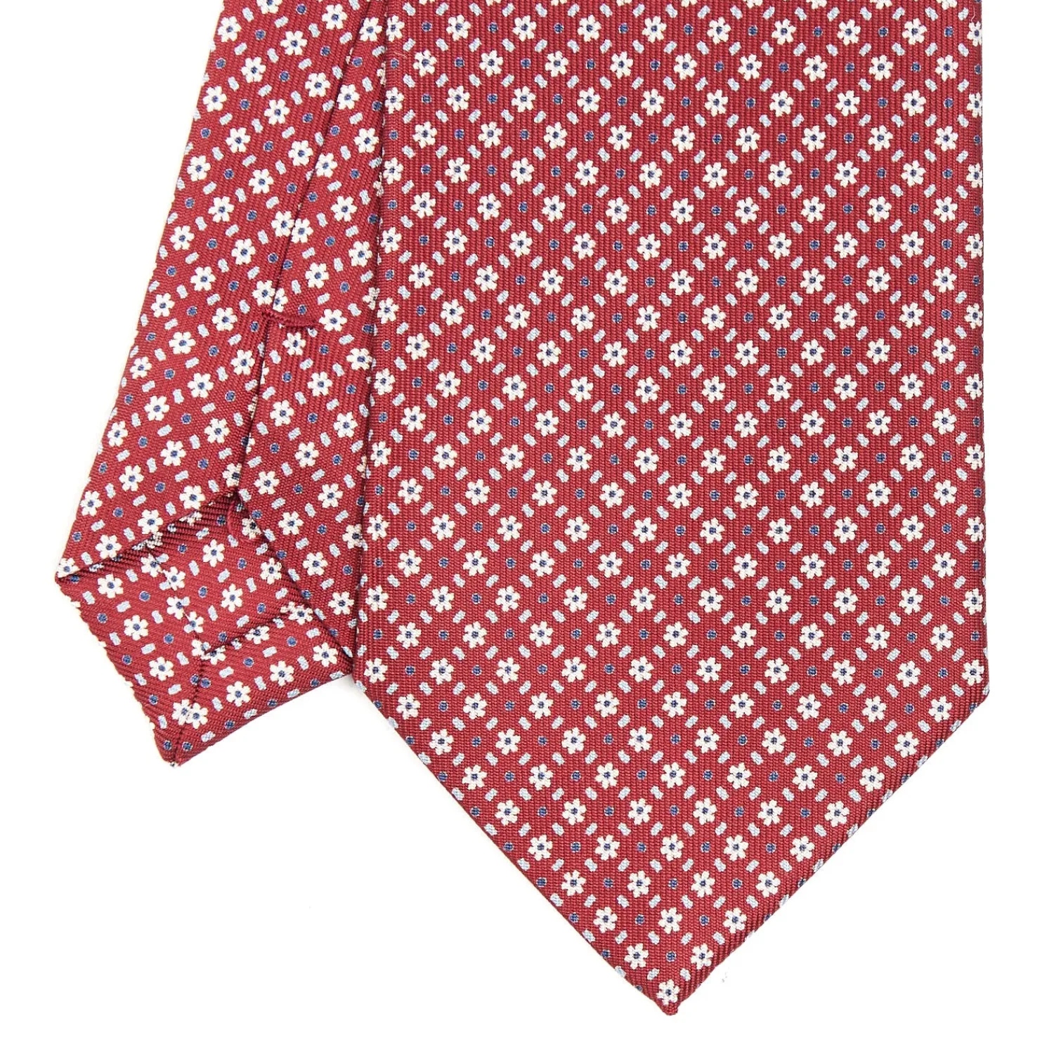 E.Marinella CRAVATTE|Cravatte In Seta Stampata|CRAVATTA SARTORIALE CLASSICA IN SETA BORDEAUX Microfantasia fiore