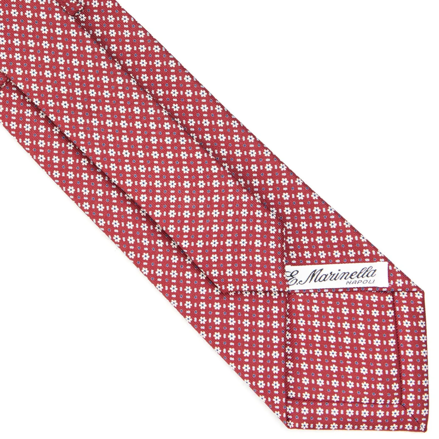 E.Marinella CRAVATTE|Cravatte In Seta Stampata|CRAVATTA SARTORIALE CLASSICA IN SETA BORDEAUX Microfantasia fiore