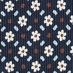 E.Marinella CRAVATTE|Cravatte In Seta Stampata|CRAVATTA SARTORIALE CLASSICA IN SETA BLU SCURO Microfantasia fiore